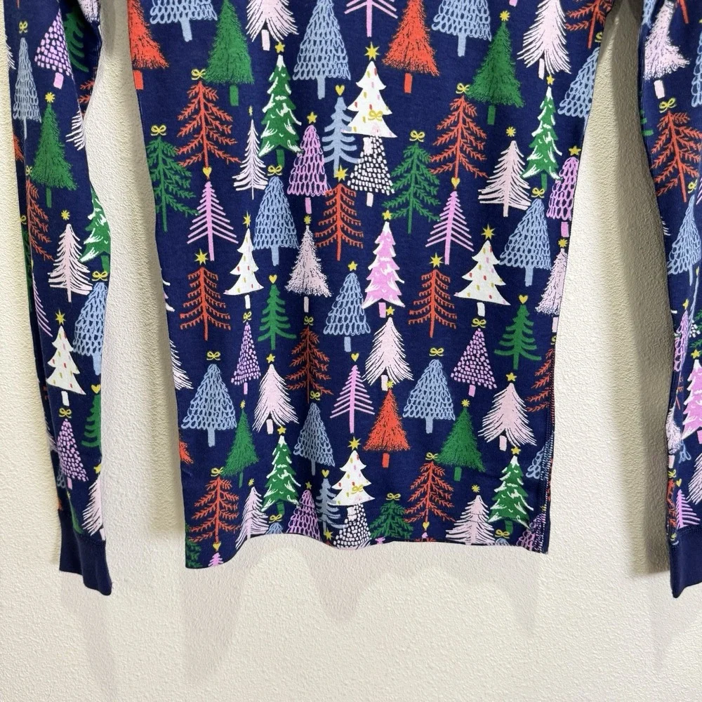 Hanna Andersson Pajama Top Unisex Youth 14/‎ 160CM Blue Holiday Christmas Cotton